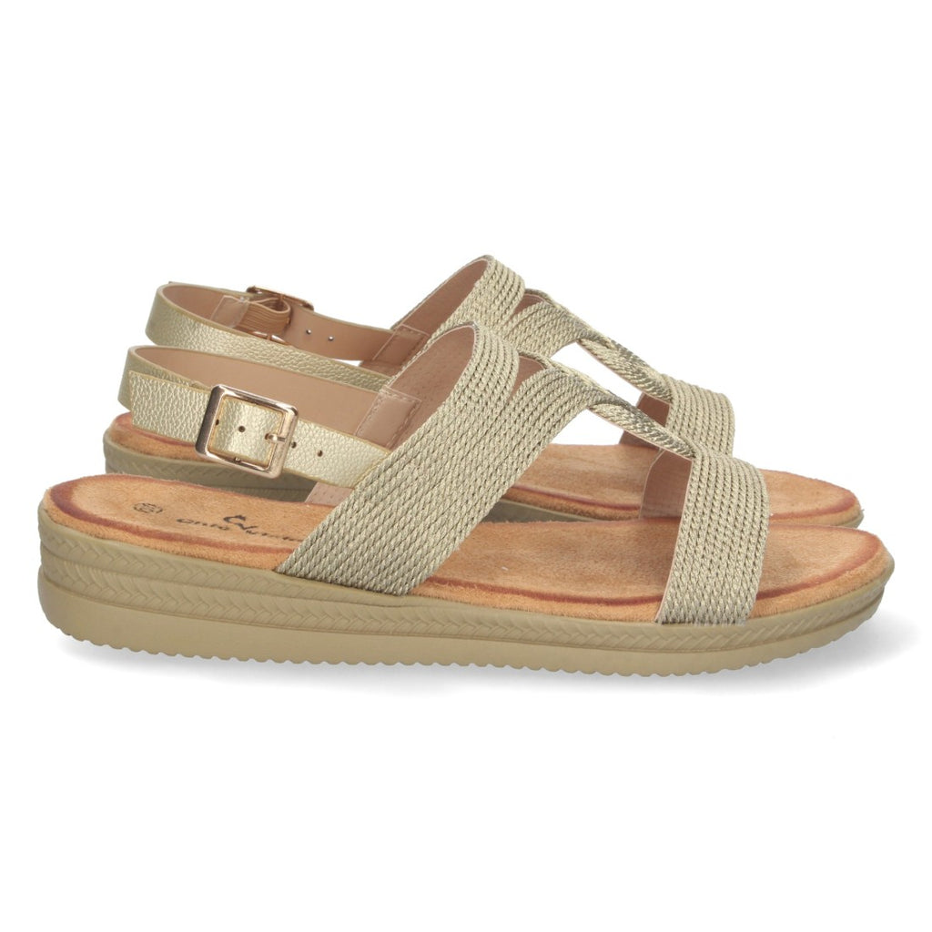 Sandalias Doradas Mujer Planas Pala T Trenzadas Elegantes