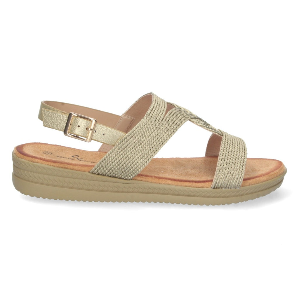 Sandalias Doradas Mujer Planas Pala T Trenzadas Elegantes