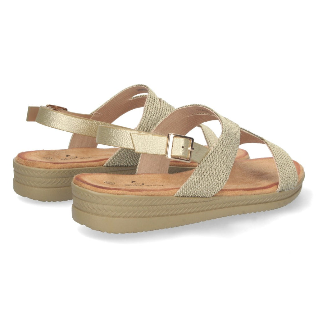 Sandalias Doradas Mujer Planas Pala T Trenzadas Elegantes
