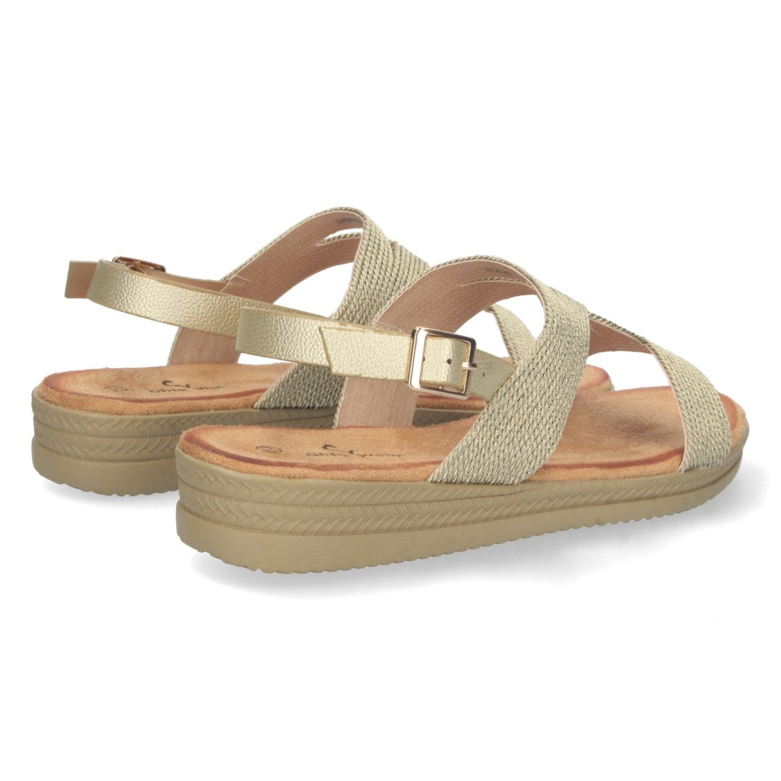 Sandalias Doradas Mujer Planas Pala T Trenzadas Elegantes