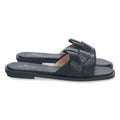 Sandalias Negras Mujer Planas Print Cocodrilo Tiras Cruzadas Elegantes