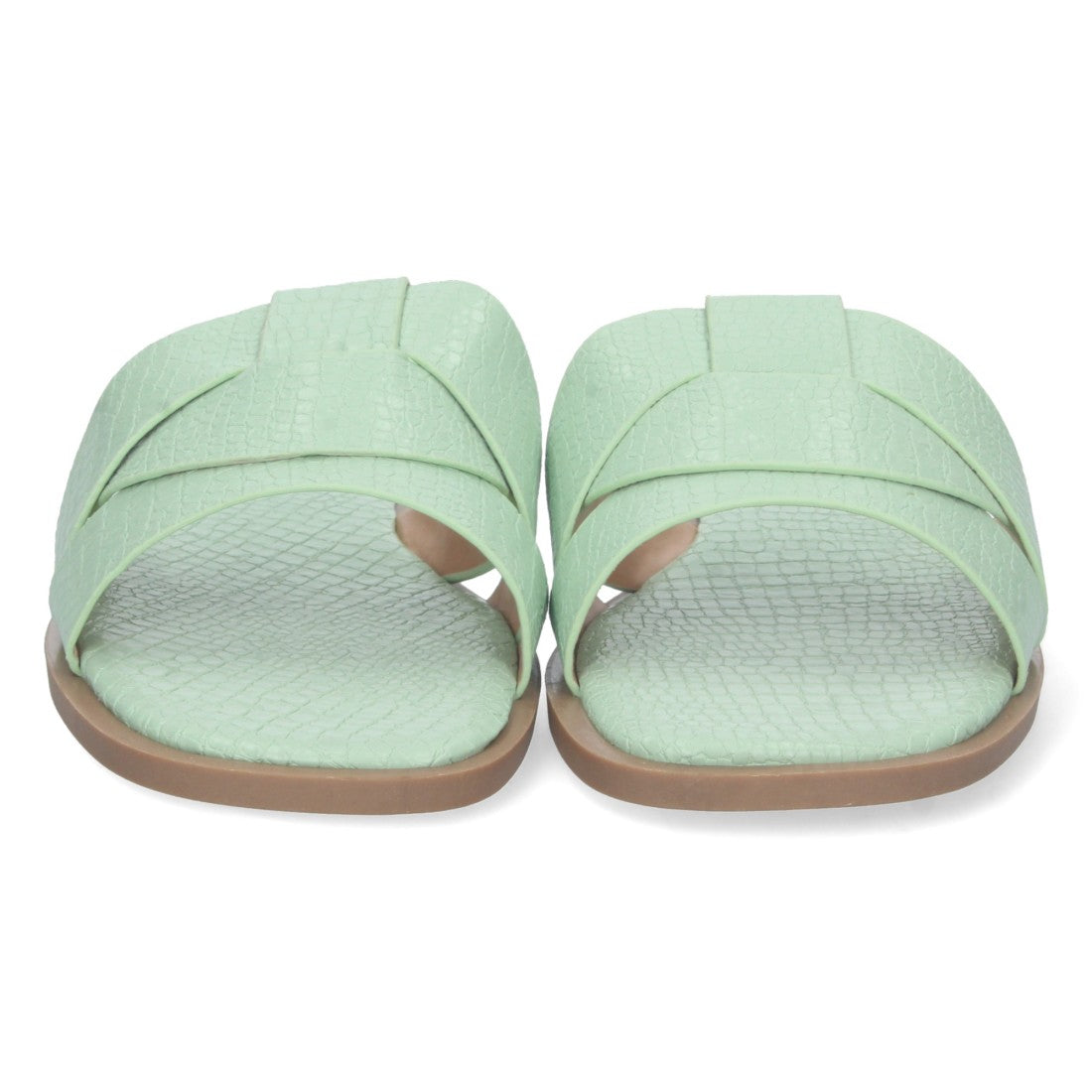 Sandalias Verdes Mujer Planas Print Cocodrilo Tiras Cruzadas Elegantes