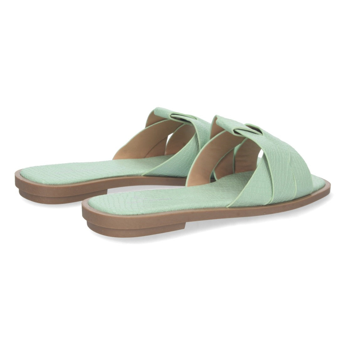 Sandalias Verdes Mujer Planas Print Cocodrilo Tiras Cruzadas Elegantes