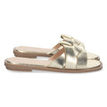 Sandalias Doradas Mujer Planas Print Cocodrilo Tiras Cruzadas Elegantes