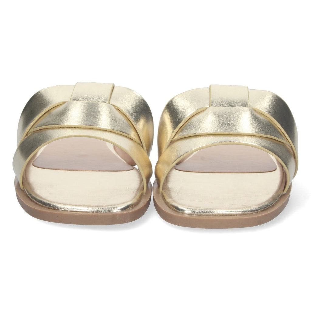Sandalias Doradas Mujer Planas Print Cocodrilo Tiras Cruzadas Elegantes