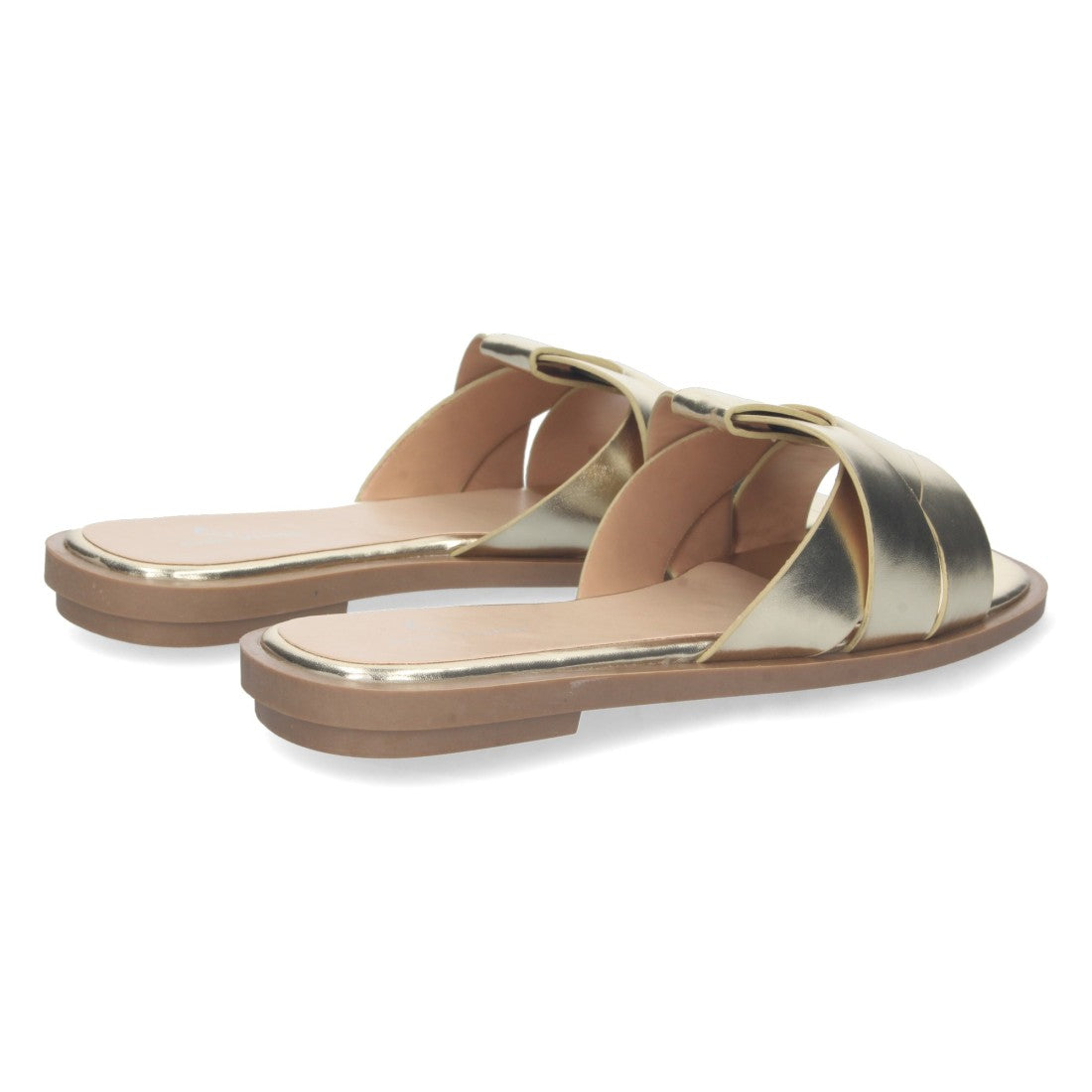Sandalias Doradas Mujer Planas Print Cocodrilo Tiras Cruzadas Elegantes