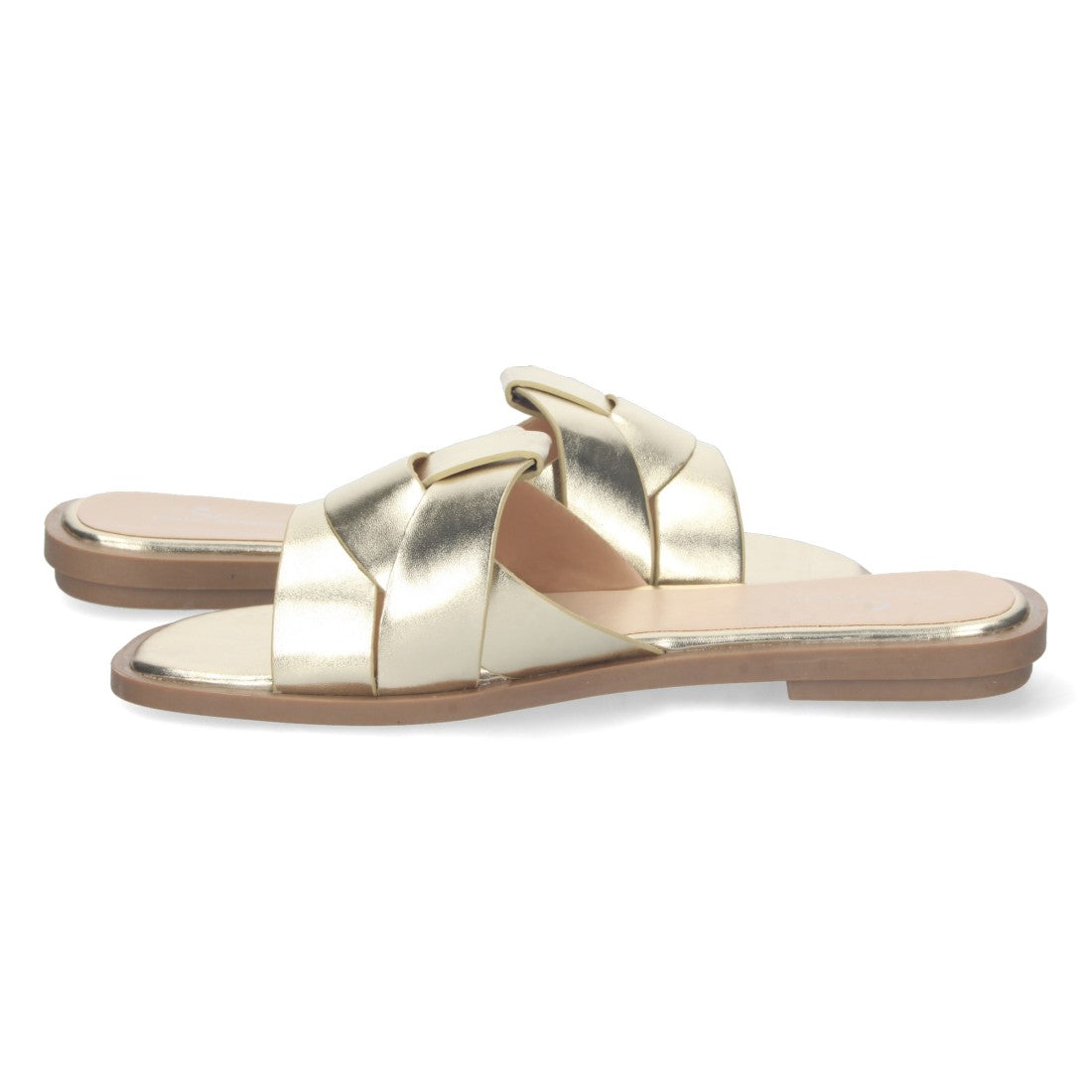 Sandalias Doradas Mujer Planas Print Cocodrilo Tiras Cruzadas Elegantes