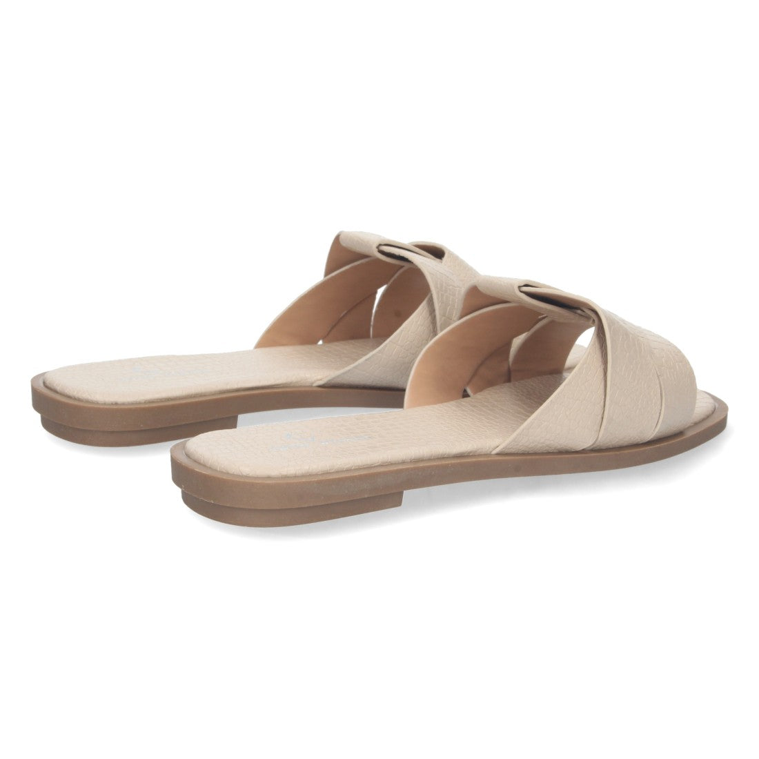 Sandalias Beige Mujer Planas Print Cocodrilo Tiras Cruzadas Elegantes