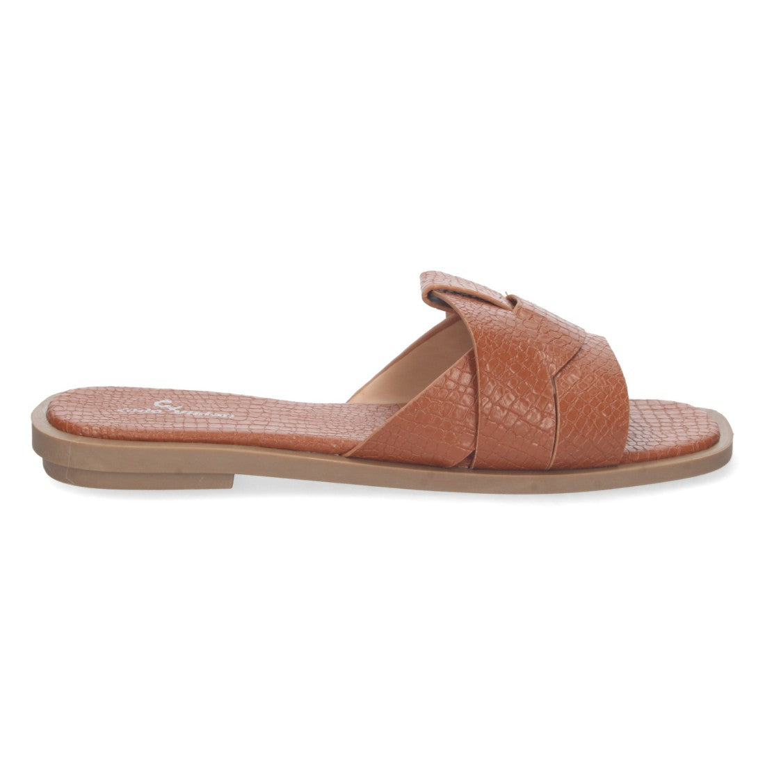 Sandalias Camel Mujer Planas Print Cocodrilo Tiras Cruzadas Elegantes