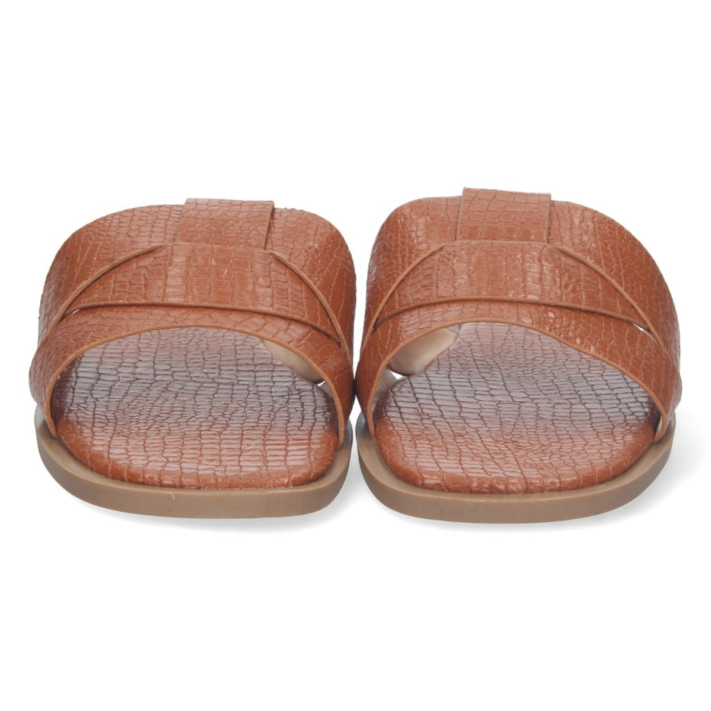Sandalias Camel Mujer Planas Print Cocodrilo Tiras Cruzadas Elegantes
