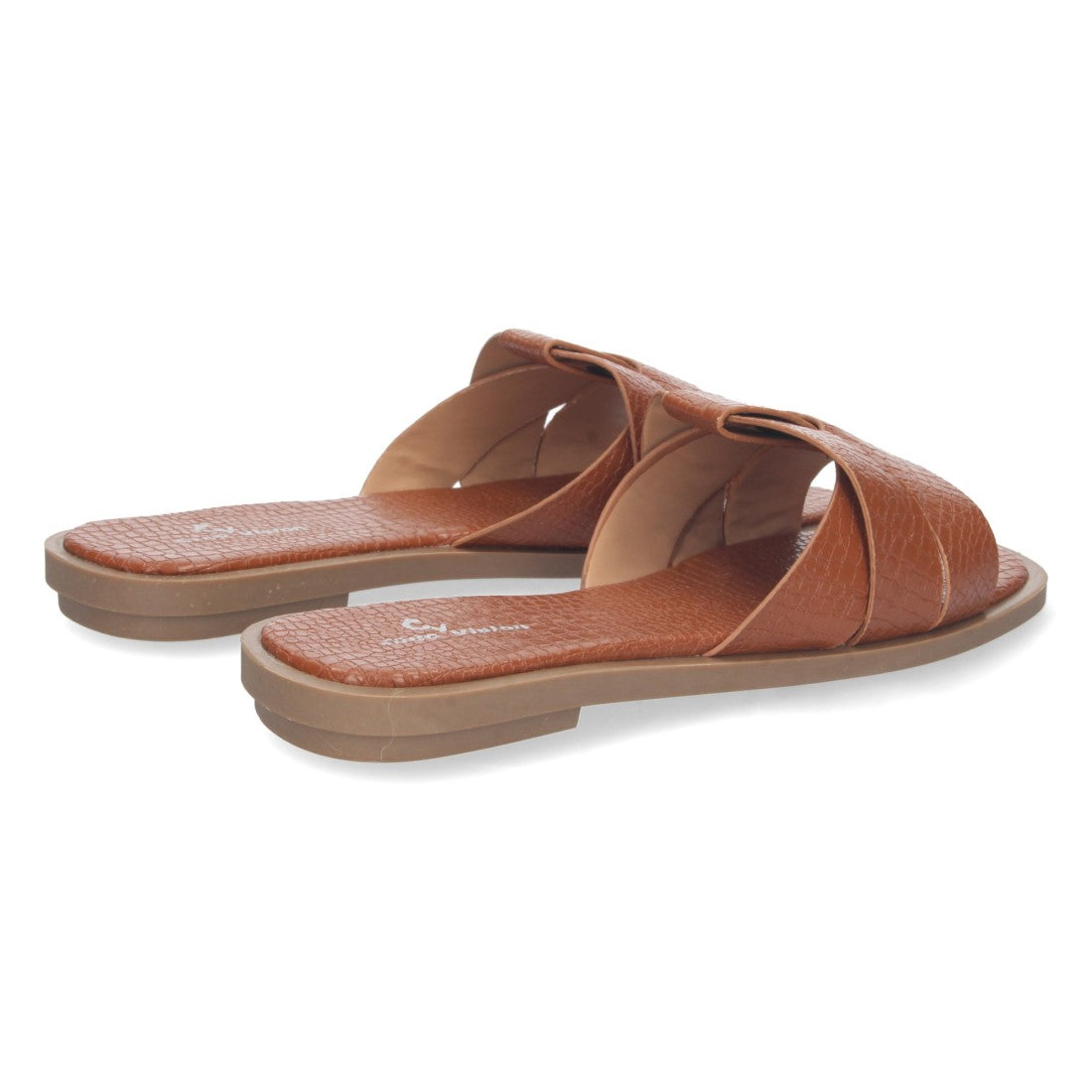Sandalias Camel Mujer Planas Print Cocodrilo Tiras Cruzadas Elegantes