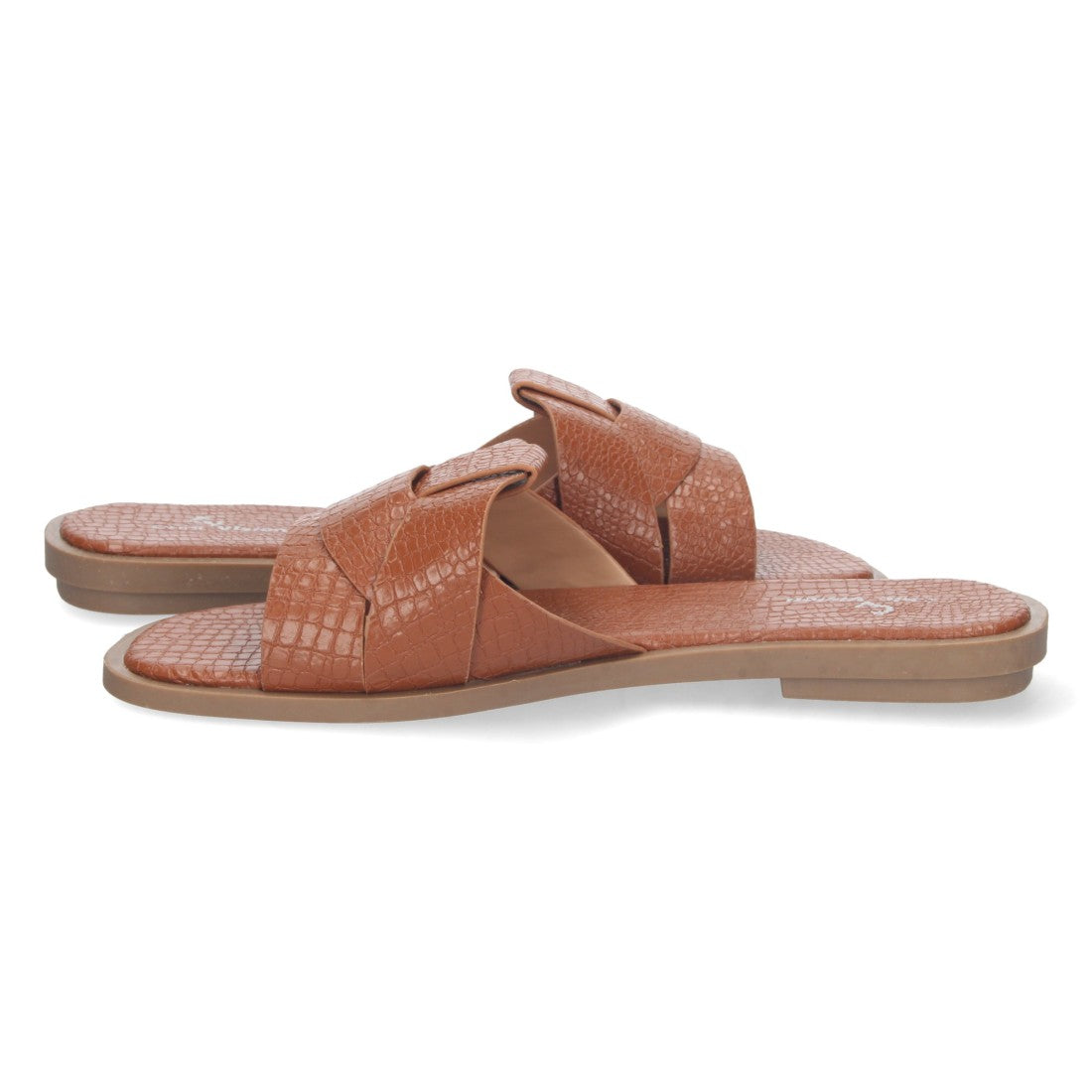 Sandalias Camel Mujer Planas Print Cocodrilo Tiras Cruzadas Elegantes