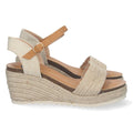 Sandalias Beige Mujer Cuña Yute Forro Bio Talón Abierto Hebilla Elegantes