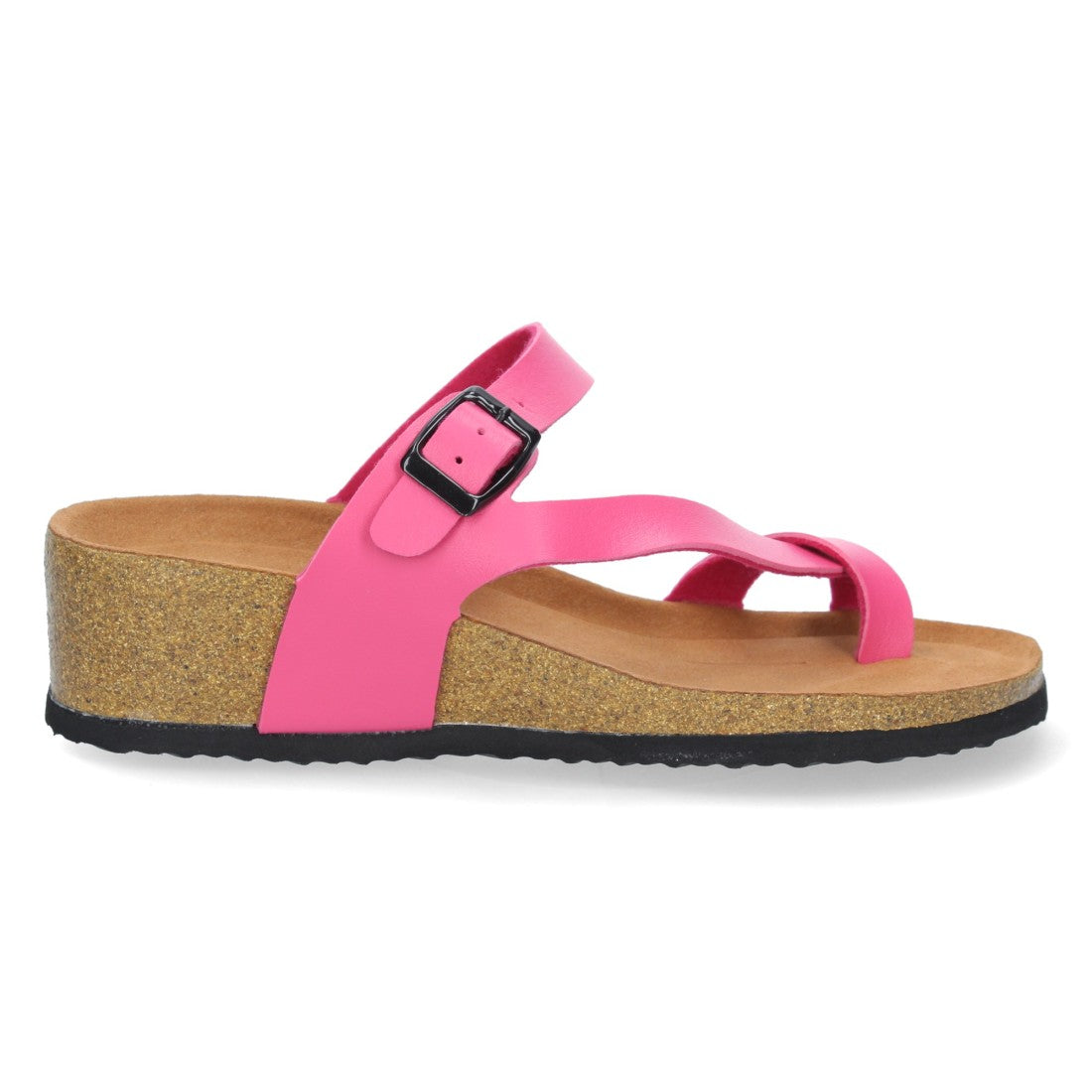 Sandalias Fucsia Mujer Cuña Bio Plantilla Anatómica Estilo Esclava Elegantes