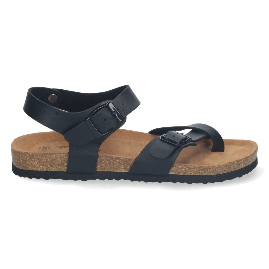 Sandalias Negras Mujer Planas Bio Estilo Esclava Tiras Cruzadas Hebilla Elegantes