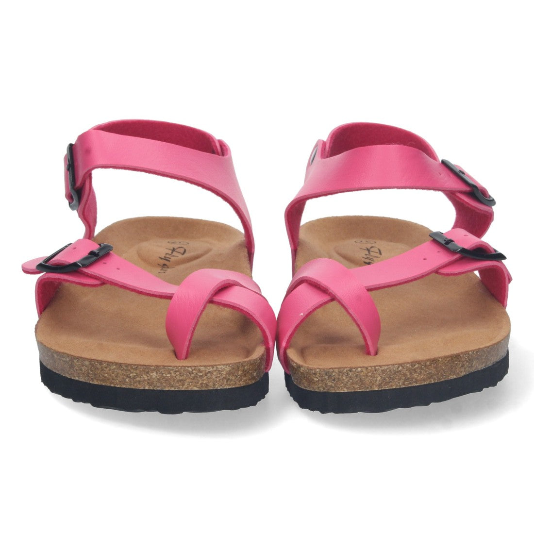 Sandalias Fucsia Mujer Planas Bio Estilo Esclava Tiras Cruzadas Hebilla Elegantes