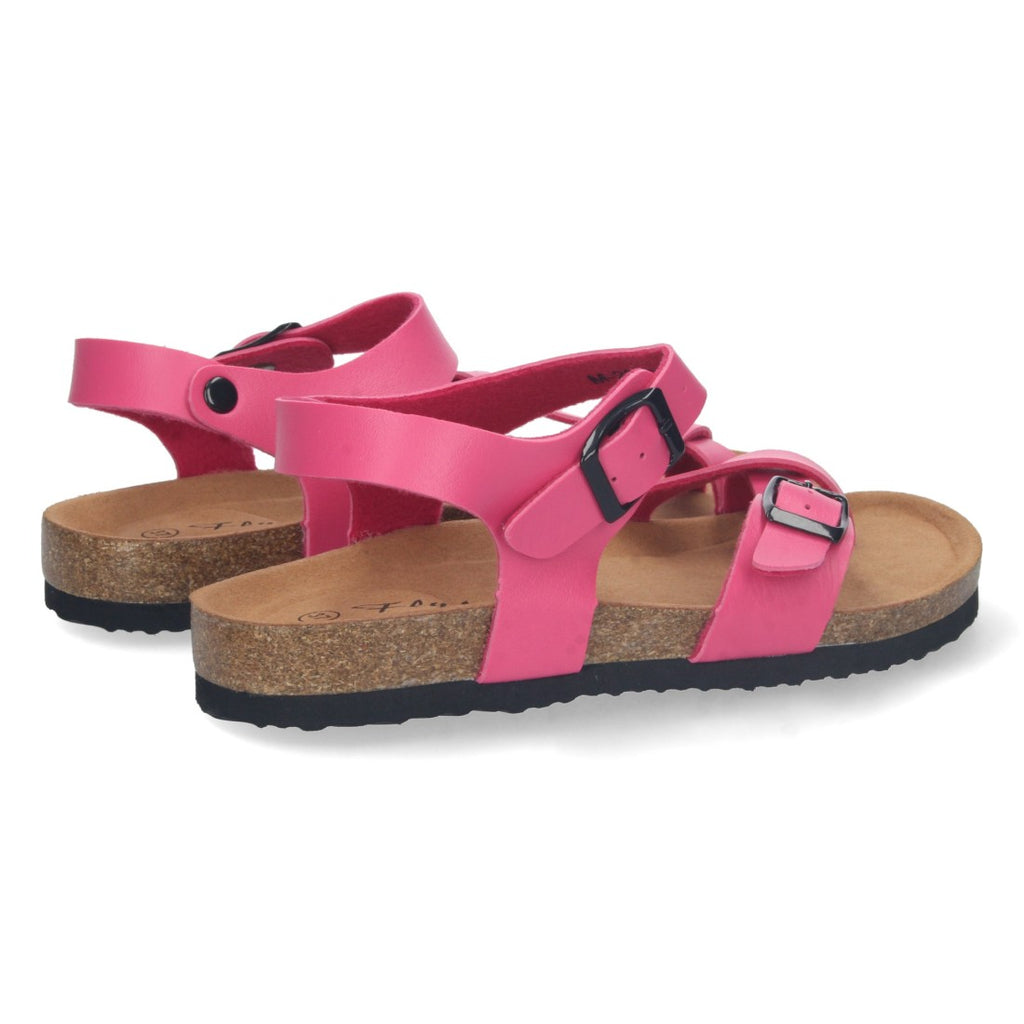 Sandalias Fucsia Mujer Planas Bio Estilo Esclava Tiras Cruzadas Hebilla Elegantes