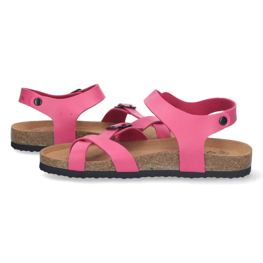 Sandalias Fucsia Mujer Planas Bio Estilo Esclava Tiras Cruzadas Hebilla Elegantes