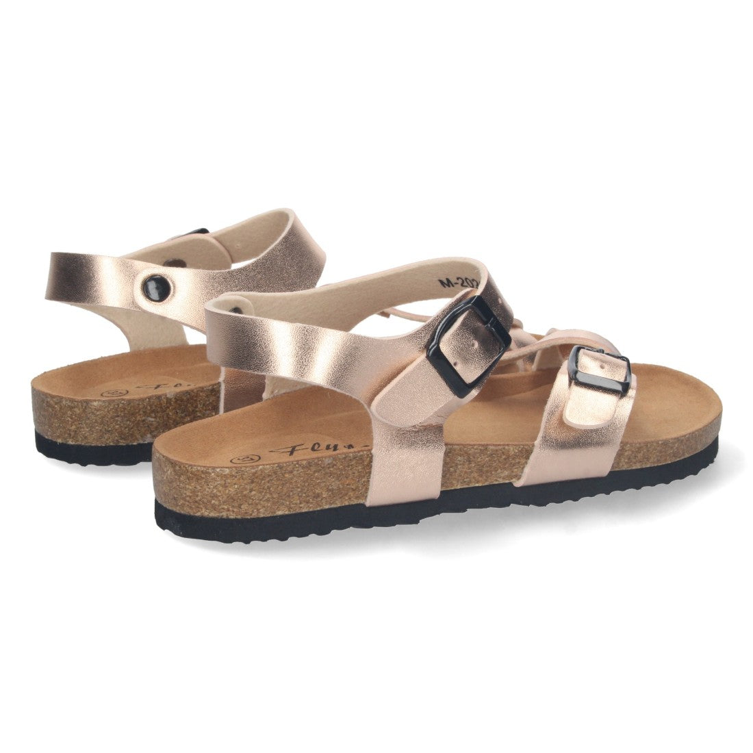 Sandalias Champán Mujer Planas Bio Estilo Esclava Tiras Cruzadas Hebilla Elegantes