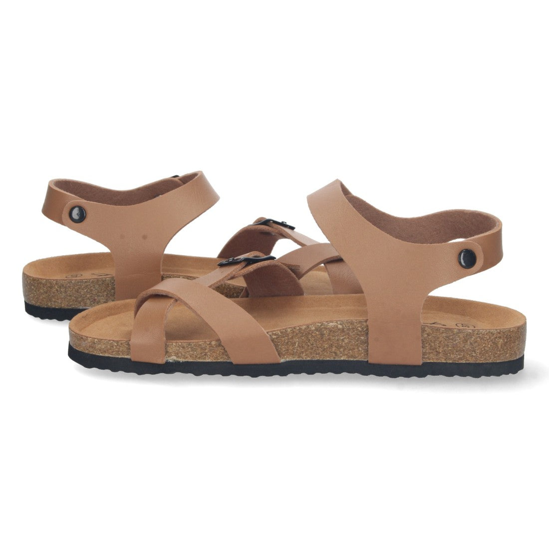 Sandalias Taupe Mujer Planas Bio Estilo Esclava Tiras Cruzadas Hebilla Elegantes