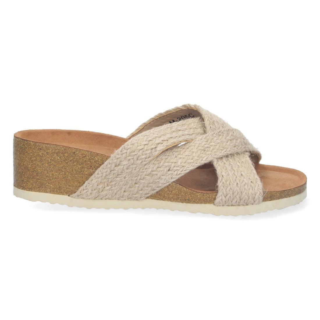 Sandalias Beige Mujer Cuña Bio Tiras Yute Cruzadas Talón Abierto Elegantes