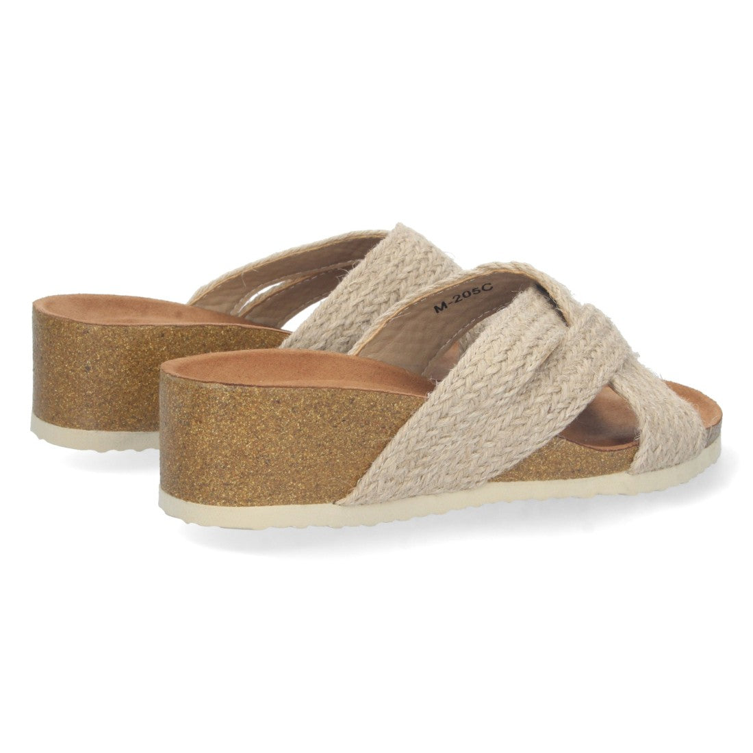 Sandalias Beige Mujer Cuña Bio Tiras Yute Cruzadas Talón Abierto Elegantes