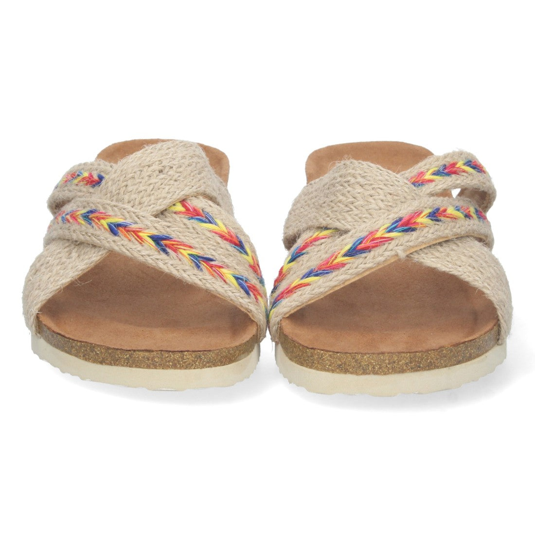 Sandalias Multicolor Mujer Cuña Bio Tiras Yute Cruzadas Talón Abierto Elegantes