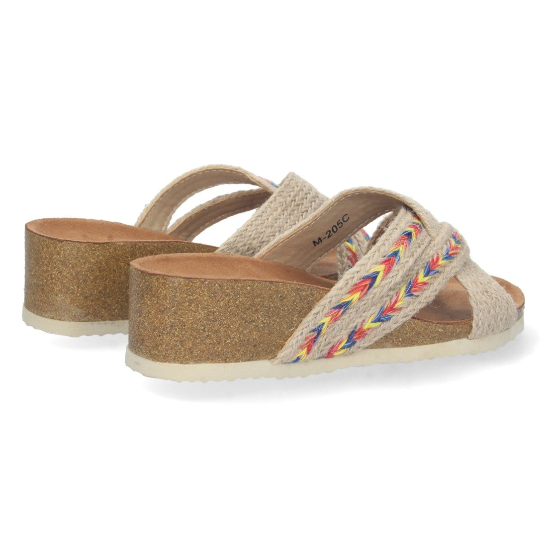 Sandalias Multicolor Mujer Cuña Bio Tiras Yute Cruzadas Talón Abierto Elegantes