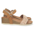 Sandalias Taupe Mujer Cuña Bio Tira Yute Hebilla Tobillo Elegantes