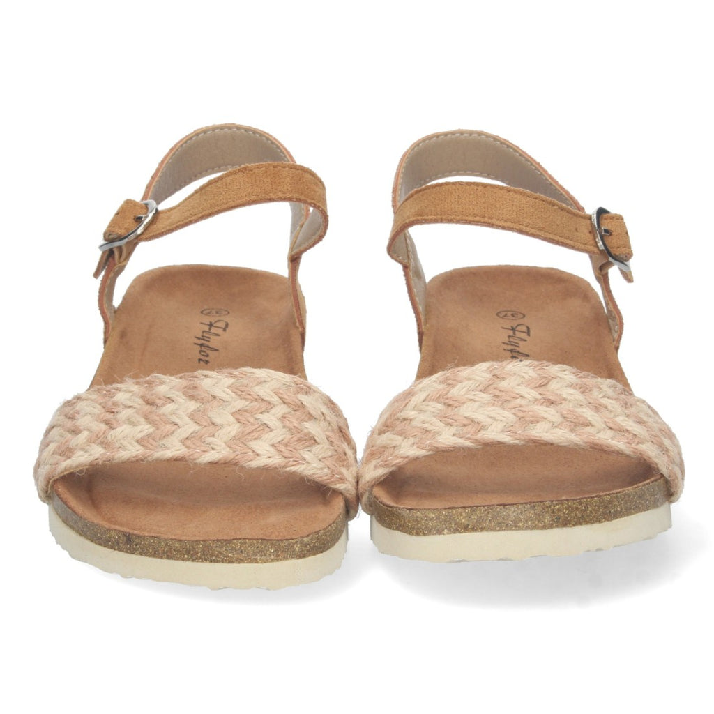Sandalias Taupe Mujer Cuña Bio Tira Yute Hebilla Tobillo Elegantes