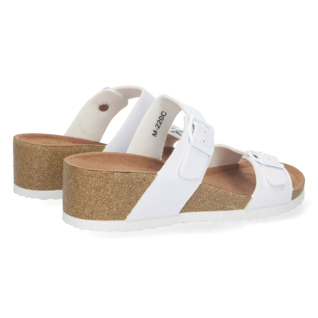 Sandalias Blancas Mujer Cuña Bio Hebillas Ajustables Talón Abierto Elegantes