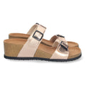 Sandalias Champán Mujer Cuña Bio Hebillas Ajustables Talón Abierto Elegantes