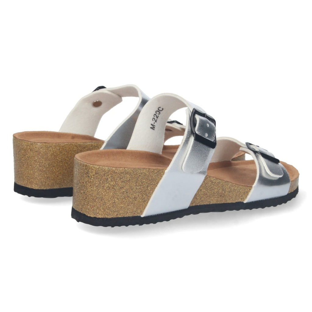 Sandalias Plateadas Mujer Elegantes Verano Tiras Cruzadas Cómodas