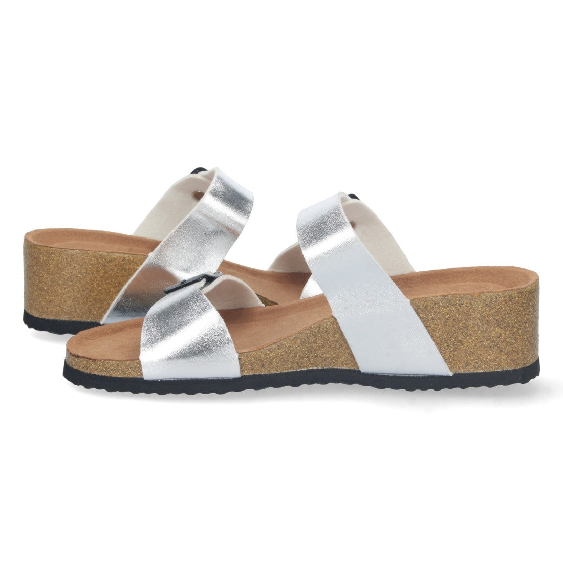 Sandalias Plateadas Mujer Elegantes Verano Tiras Cruzadas Cómodas