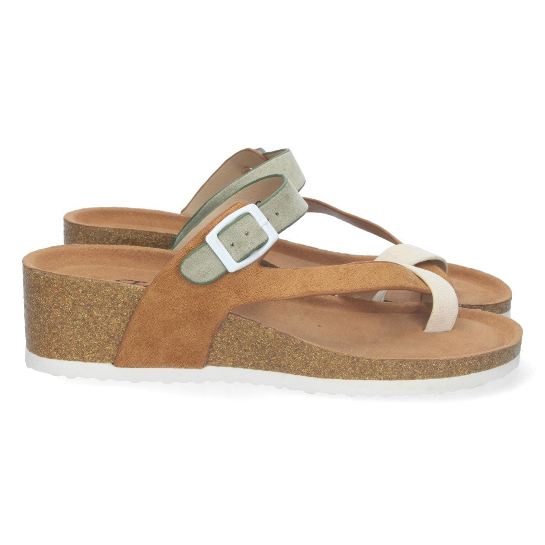 Sandalias Verdes Mujer Cuña Bio Estilo Esclava Talón Abierto Elegantes