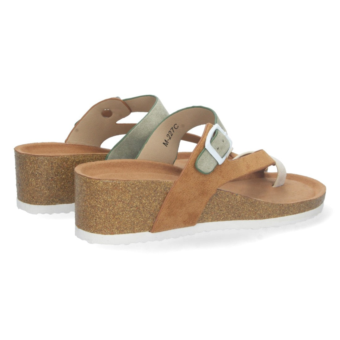 Sandalias Verdes Mujer Cuña Bio Estilo Esclava Talón Abierto Elegantes