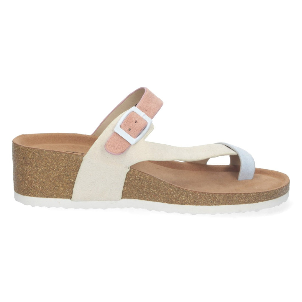 Sandalias Beige Mujer Cuña Bio Estilo Esclava Talón Abierto Elegantes