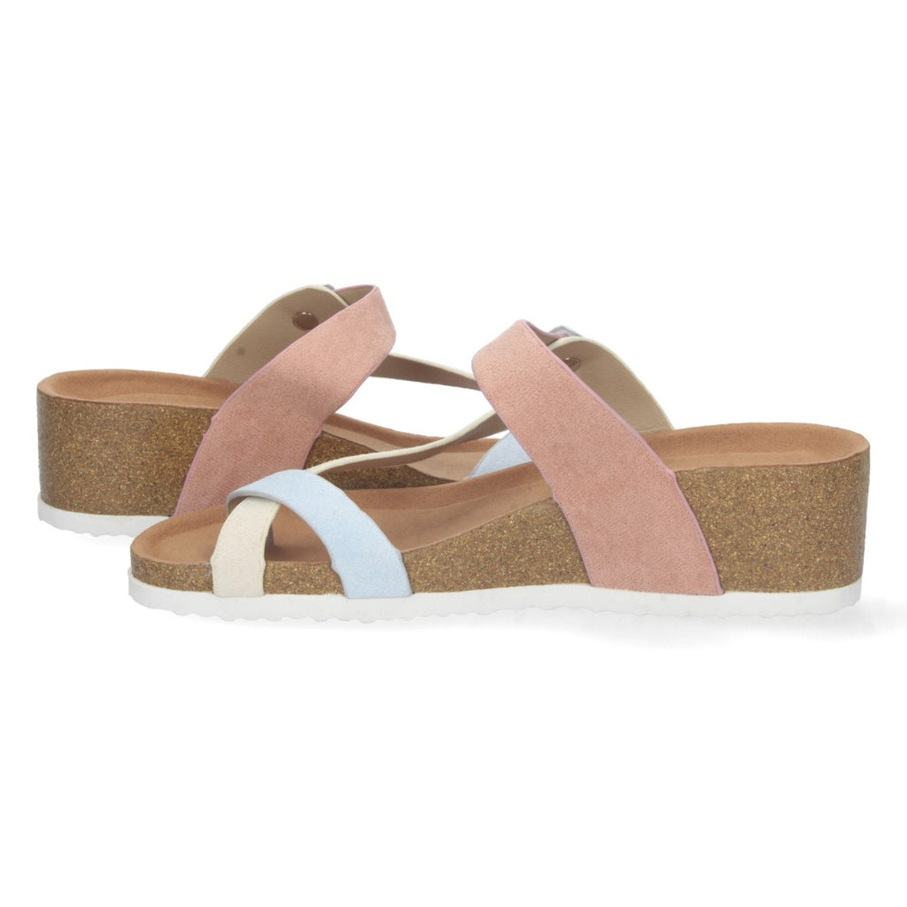 Sandalias Beige Mujer Cuña Bio Estilo Esclava Talón Abierto Elegantes