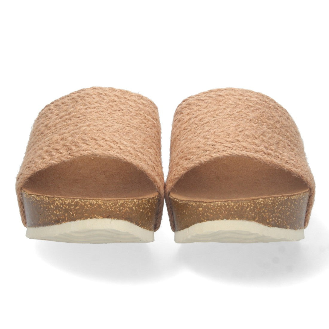 Sandalias Champán Mujer Cuña Bio Tira Yute Simple Talón Abierto Elegantes