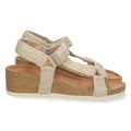 Sandalias Beige Mujer Cuña Bio Pala en T Yute Velcro Ajustable Elegantes