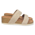 Sandalias Beige Mujer Cuña Bio Doble Pala Yute Talón Abierto Elegantes