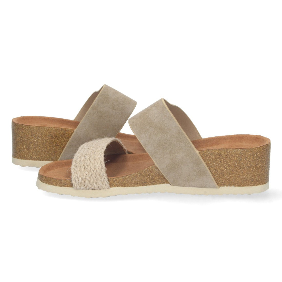 Sandalias Apricot Mujer Cuña Bio Doble Pala Yute Talón Abierto Elegantes