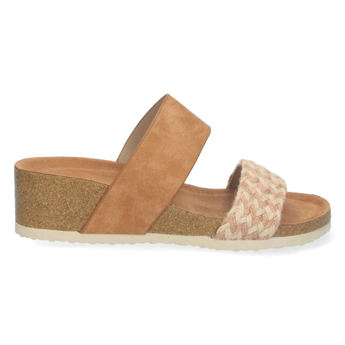 Sandalias Taupe Mujer Cuña Bio Doble Pala Yute Talón Abierto Elegantes