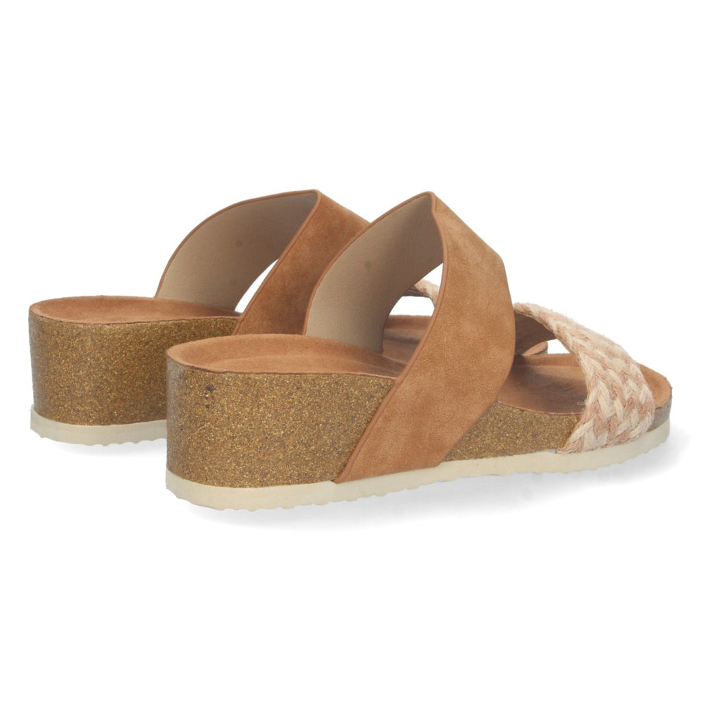 Sandalias Taupe Mujer Cuña Bio Doble Pala Yute Talón Abierto Elegantes