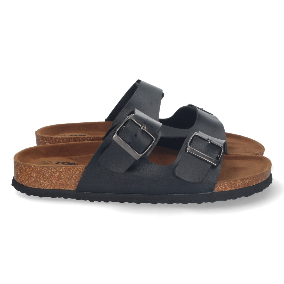 Sandalias Negras Mujer Bio Doble Pala Fina Planta Anatómica Elegantes