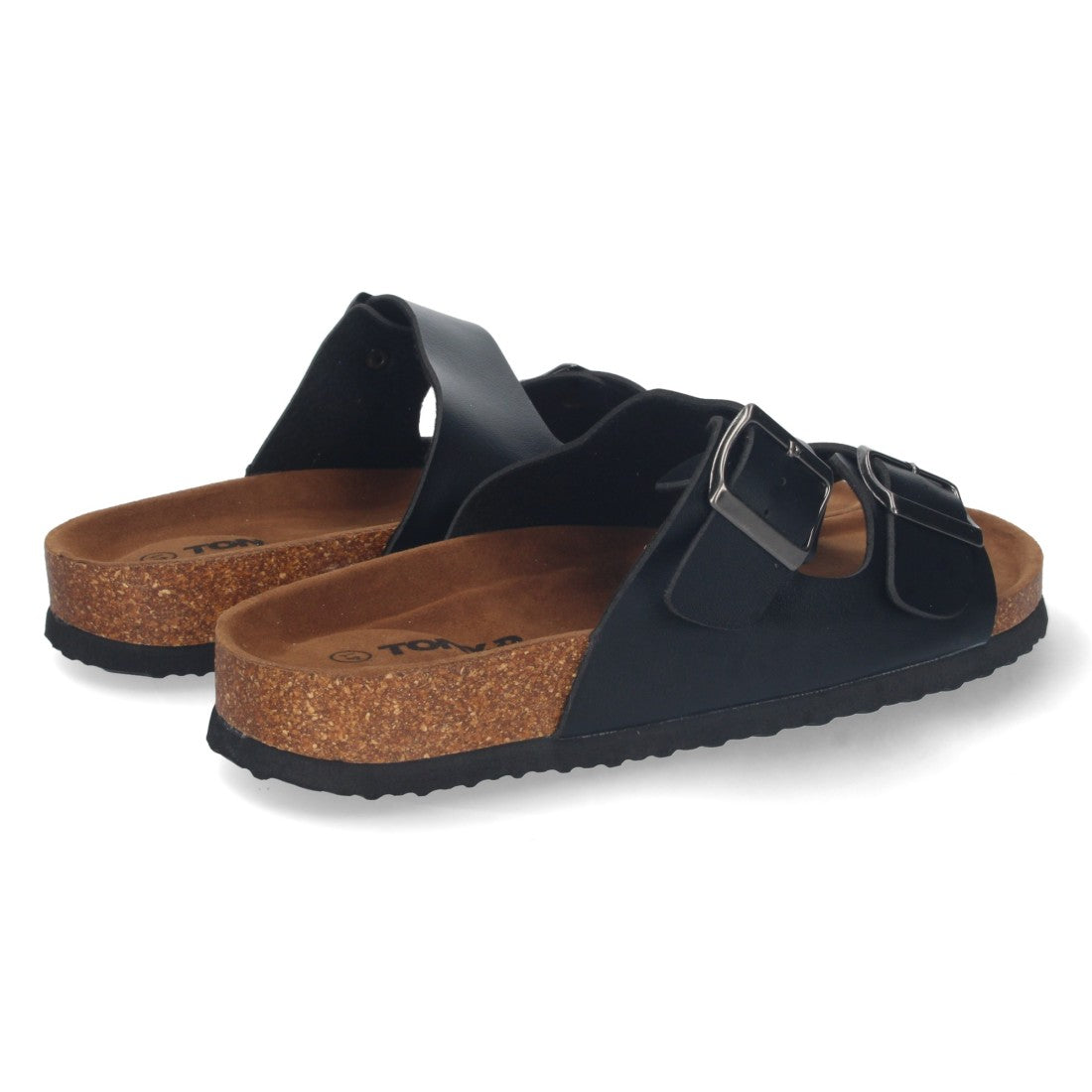 Sandalias Negras Mujer Bio Doble Pala Fina Planta Anatómica Elegantes