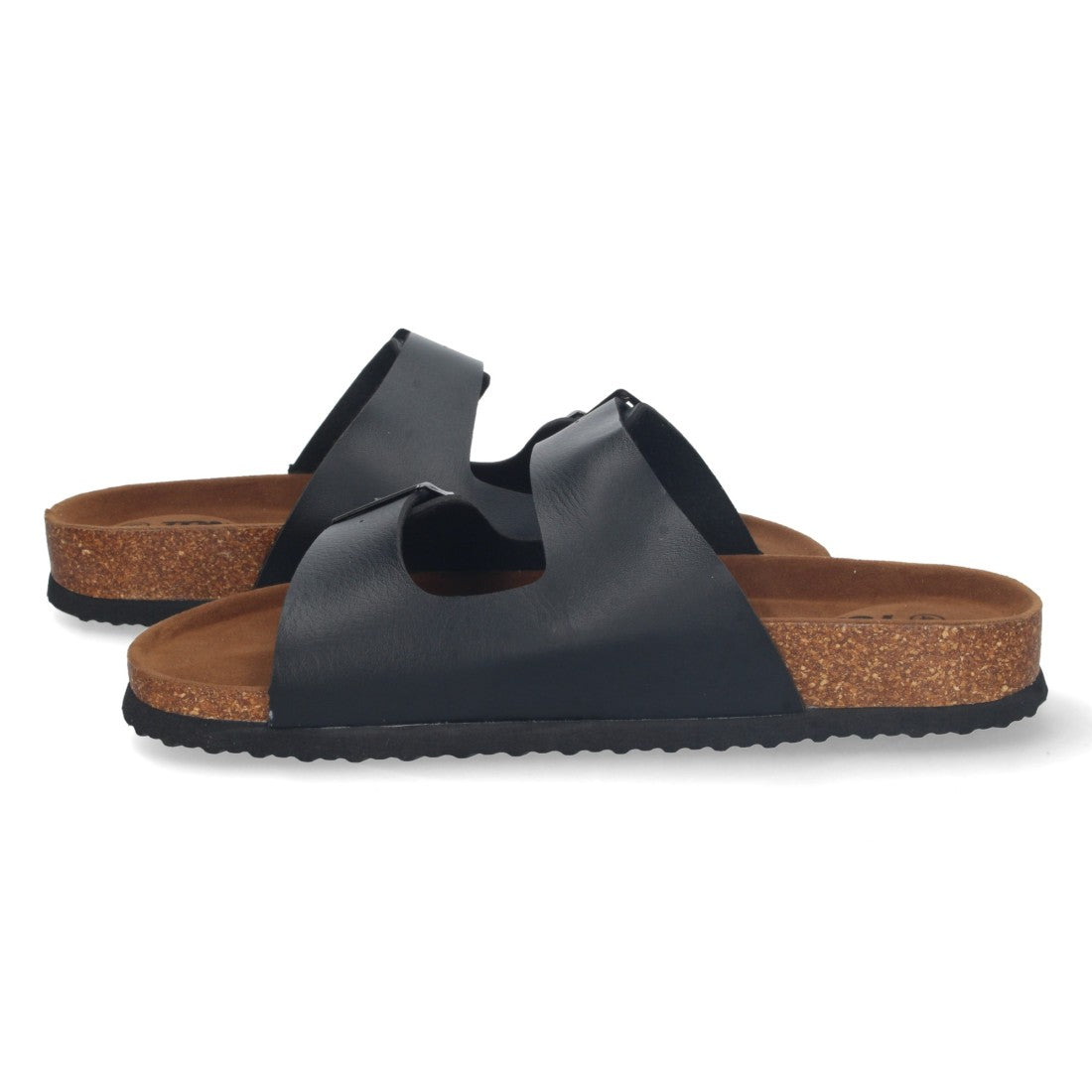 Sandalias Negras Mujer Bio Doble Pala Fina Planta Anatómica Elegantes