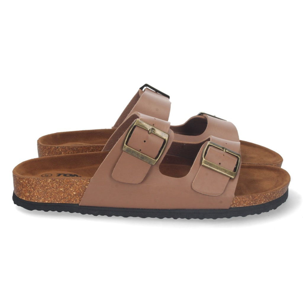 Sandalias Camel Mujer Bio Doble Pala Fina Planta Anatómica Elegantes