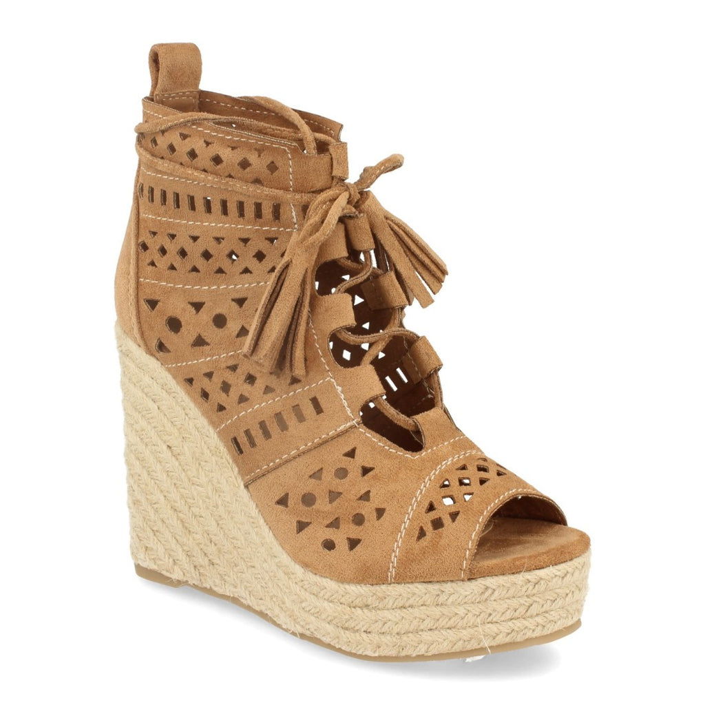 Sandalias Planas Camel Mujer