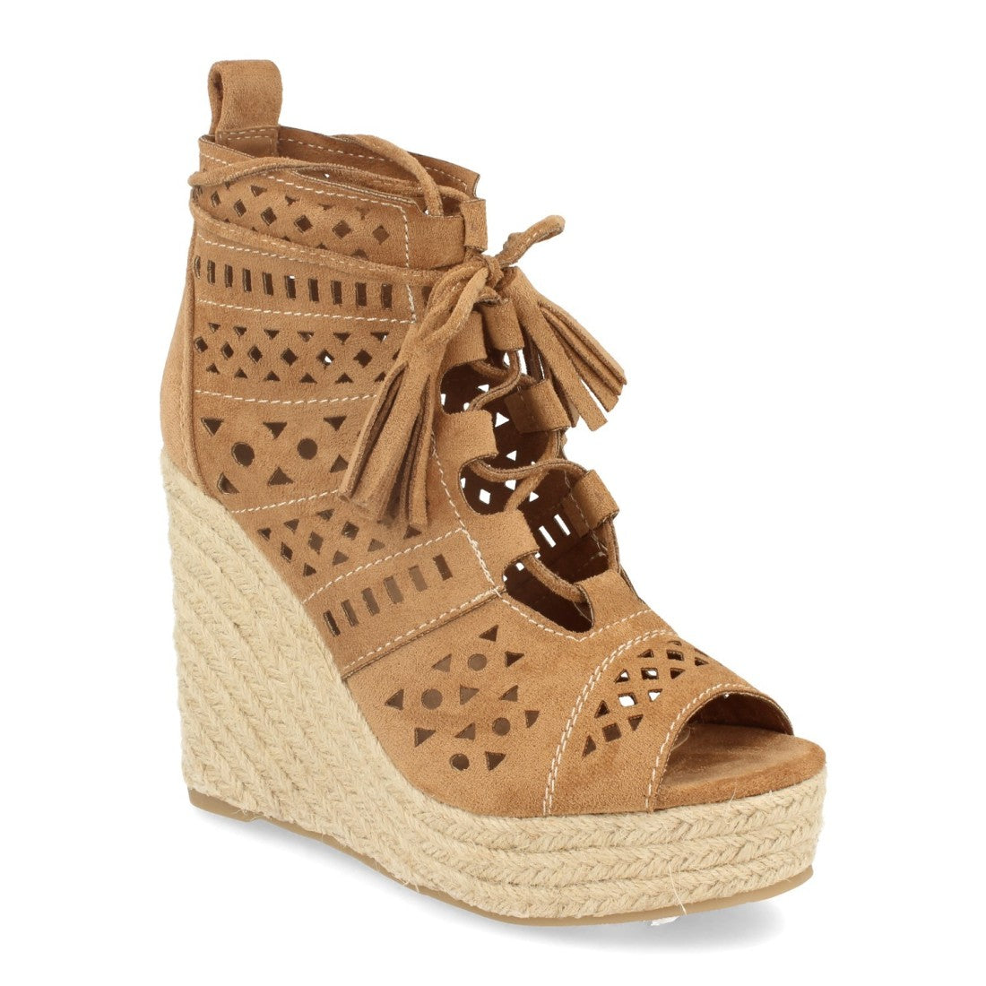Sandalias Planas Camel Mujer